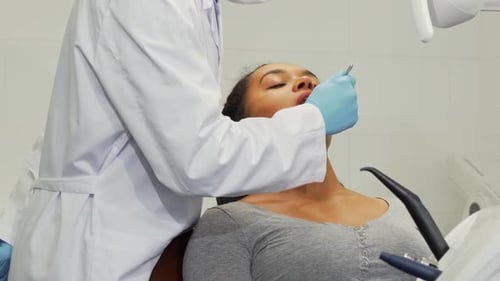 Dentist Examining Patient in Bright Modern Office