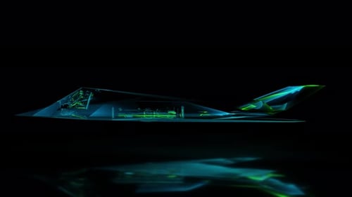 Futuristic Wireframe Jet with Glowing Neon Animation
