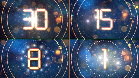Festive New Year Countdown with Sparkling Snowflakes and Digital ...
