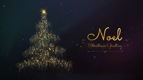 Elegant Golden Particle Christmas Tree New Year Greeting