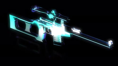 Futuristic Sniper Rifle Holographic Scan Reveal Animation