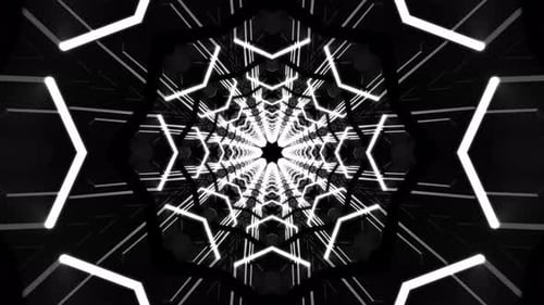 Black Neon Light Tunnel 4K