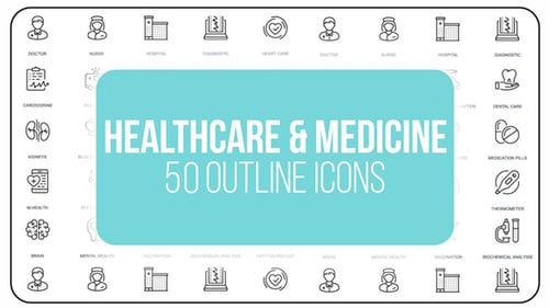 Healthcare And Medicine - 50 Thin Line Icons