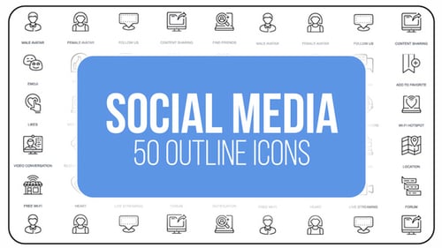 Animated Outline Social Media and Network Icons Pack
