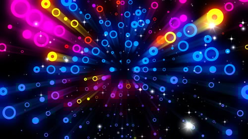Energetic Neon Circles and Streaks Looping Background