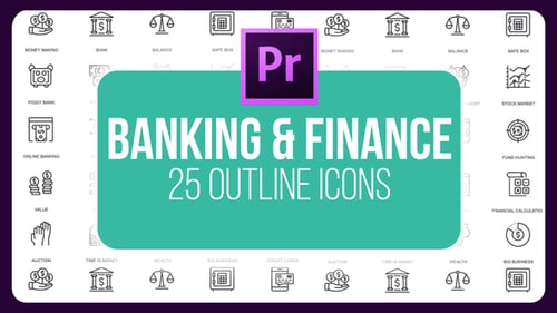 Banking And Finance - Thin Line Icons (MOGRT)