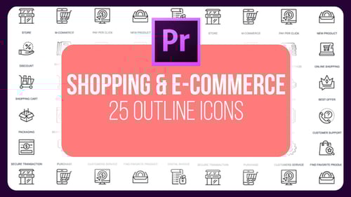 Shopping And E-Commerce - Thin Line Icons (MOGRT)