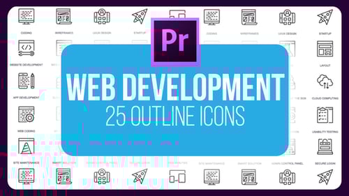 Web Development - Thin Line Icons (MOGRT)