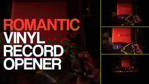 Romantic Vinyl Record Player Intro with Rose Petals