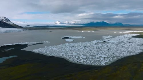Aerial View of the Glaciers and Snowy Mountains in Iceland