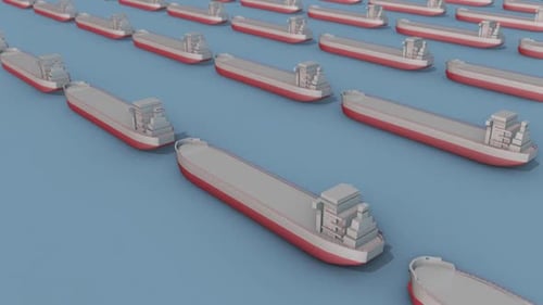 Un montón de barcos de carga en fila Hd