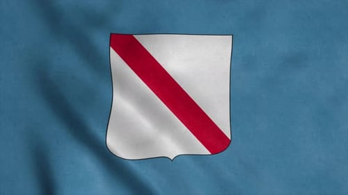 Waving Flag with Red Stripe Shield Animation