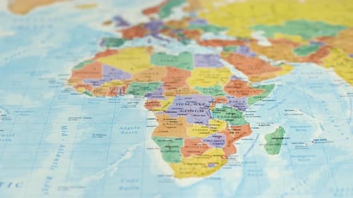 Colorful world map showing continents and countries