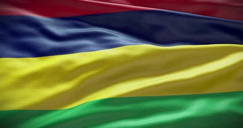 Mauritius National Flag Waving Animation Loop