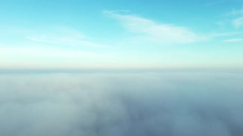 Aerial Drone View Flight Over Fog