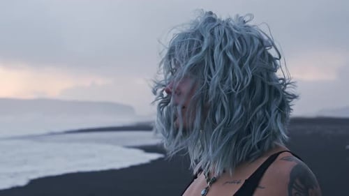 Blue Haired Girl Looking Out To Sea