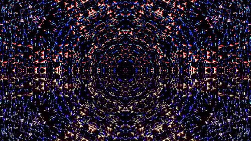 animated circle shape of colorful flashing lights, on black background