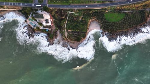 Dramatic Sea Texture Aerial View Turkey Alanya
