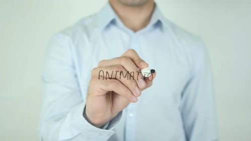 Man Writes Animation on White Background