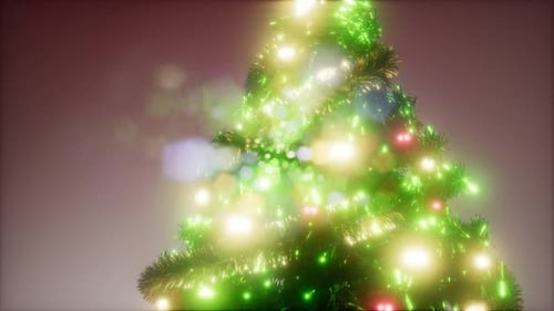 Glowing Christmas Tree with Sparkle and Ornaments Animation