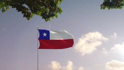 Chile Flag With Modern City
