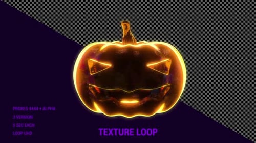 Animated Neon Glowing Halloween Jack-o'-Lantern Loop