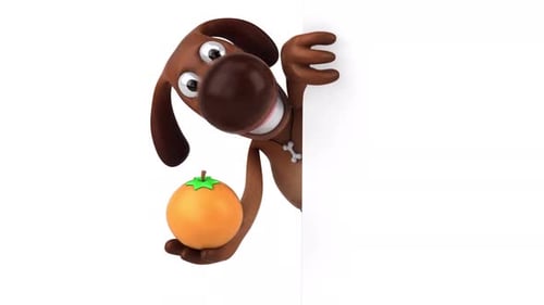 3D Cartoon Dog Peeking with Orange Reveal Animation