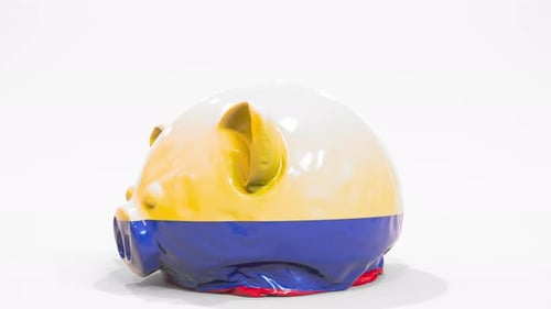 Deflating Piggy Bank Printed Flag Colombia