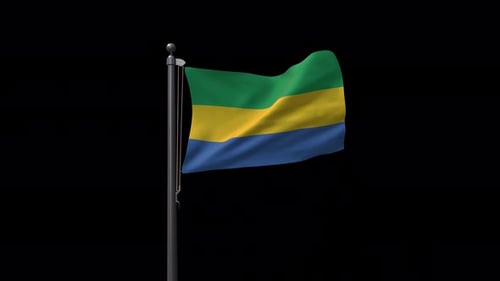 Gabon National Flag Waving Alpha Channel Loop Animation