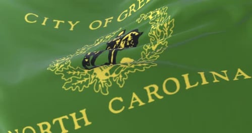 Realistic Waving City Flag of Greensboro North Carolina