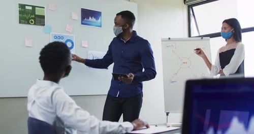 Office Meeting with Data, Presentation and Planning