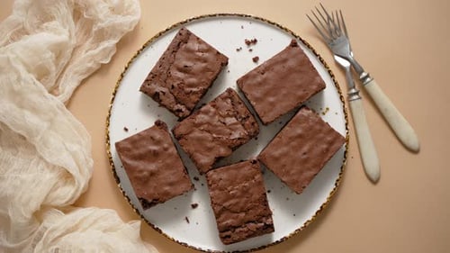 Freshly Baked Brownies Arranged on a Plate