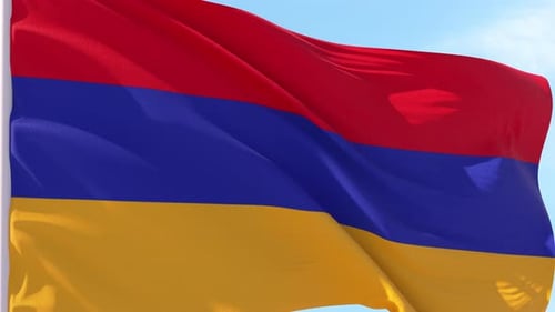 Armenian Flag Waving in the Wind Seamless Loop
