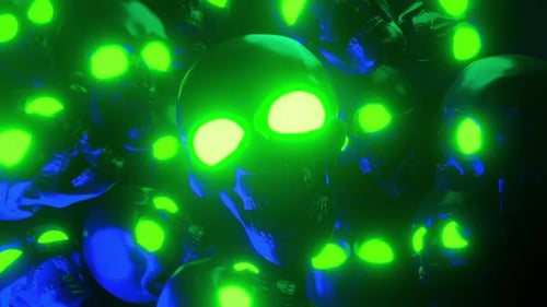 Futuristic Glowing Skulls Loop Background