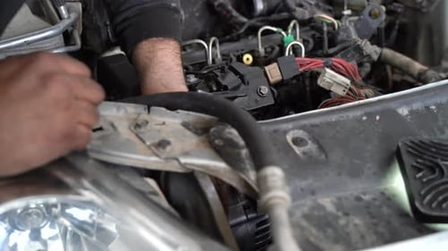 Car engine repair.