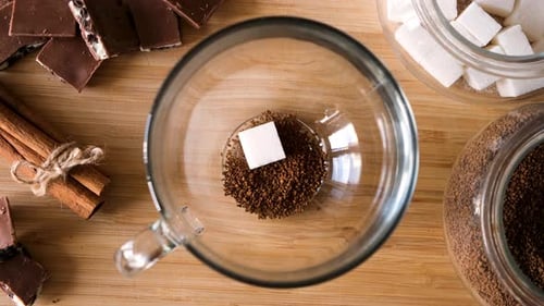 Preparing Instant Coffee with Chocolate and Cinnamon