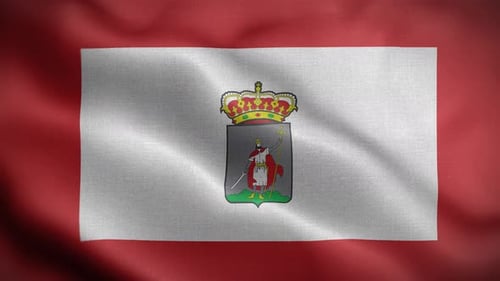 Waving Fabric Flag with Coat of Arms Emblem Loop