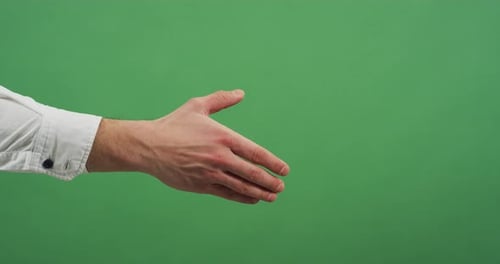 Business Hands Shaking Against Green Screen Background