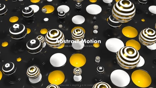 Abstract Bouncing Gold and Black Spheres Animated Background