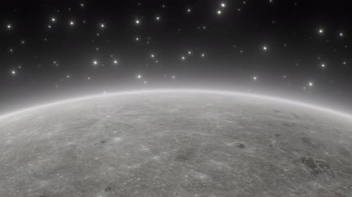 Beautiful View Over Moon Lunar Surface Outer Space Sky Twinkle Stars - 4K