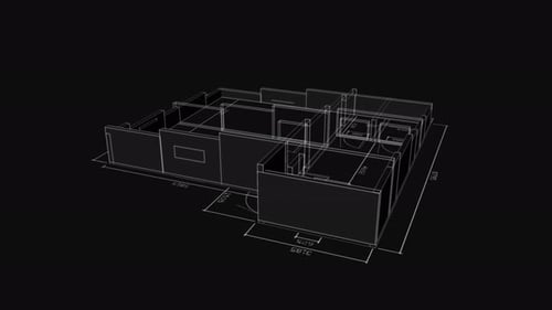 3d Blueprint of Building Apartments Turning