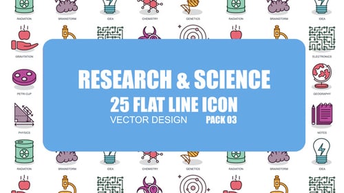 Animated Science Research Flat Design Icons Pack