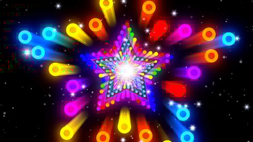 Vibrant Neon Star Light Tunnel Animation Loop