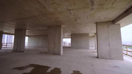 Concrete interior of new building under construction.