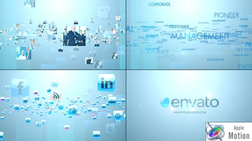 Multi Video & Text & Icons Stylish Logo V2 - Apple Motion