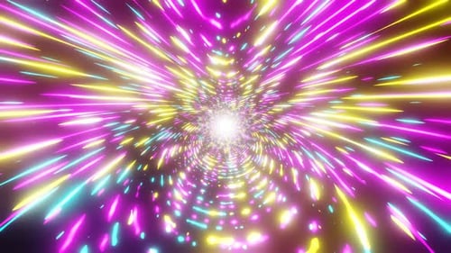 Neon Light Tunnel Hyperspace Animation Background