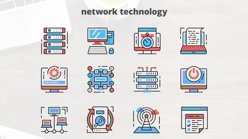 Network Technology – Thin Line Icons