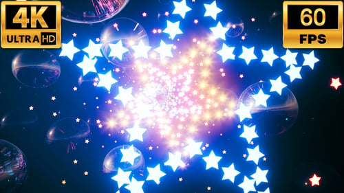 Tunnel d'étoiles lumineuses colorées Vj
