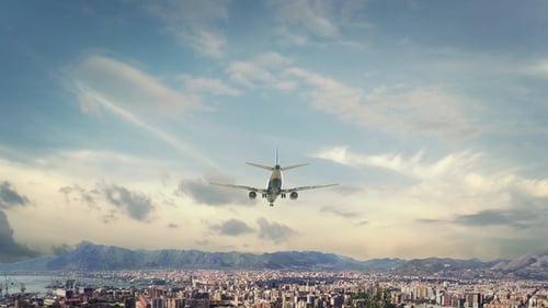 Airplane Landing Palermo Italy