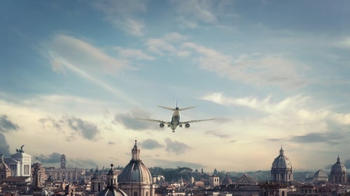 Airplane Landing Rome Italy Third Version